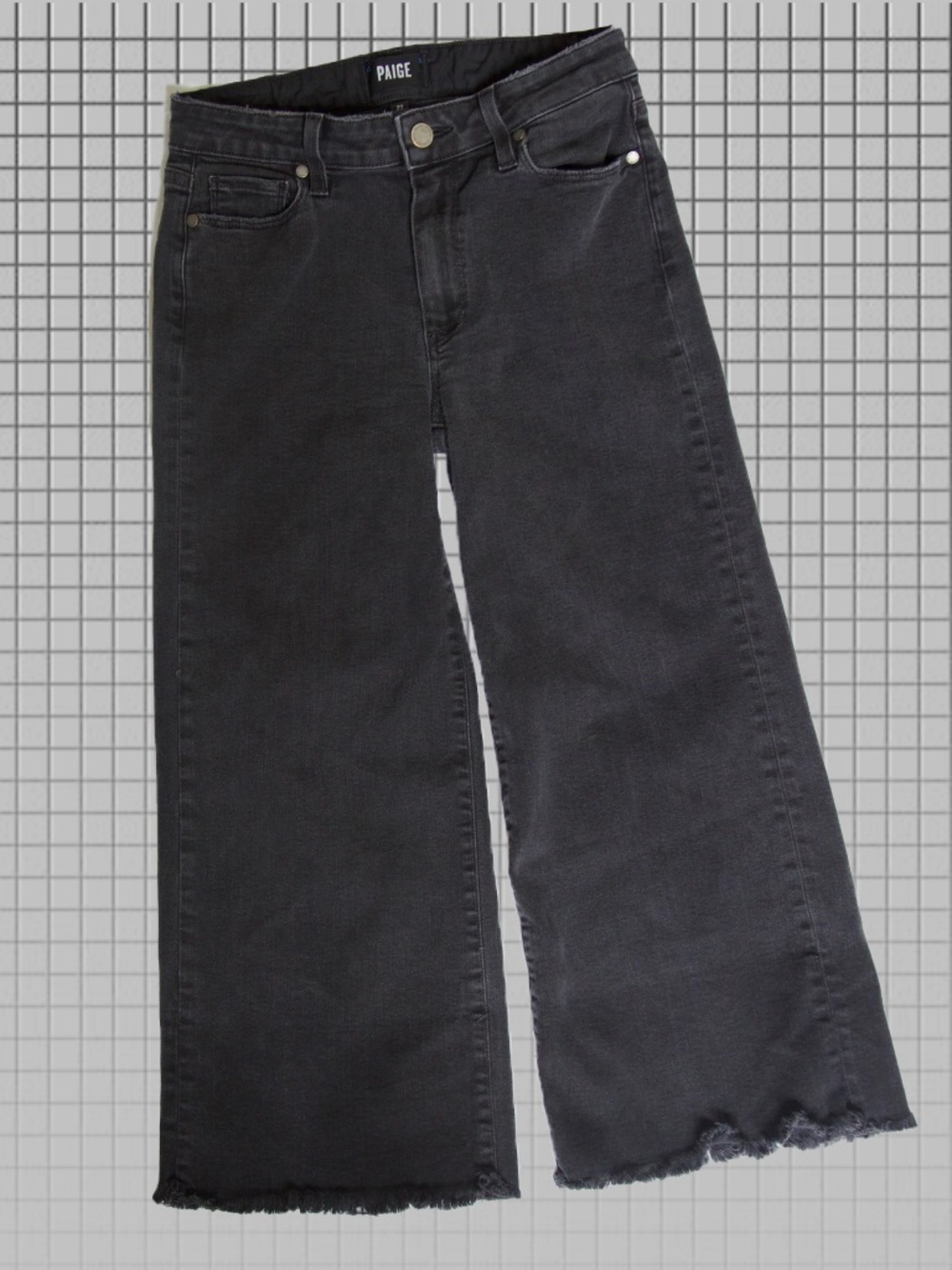 PAIGE Charcoal Black Wide-Leg Crop Jeans